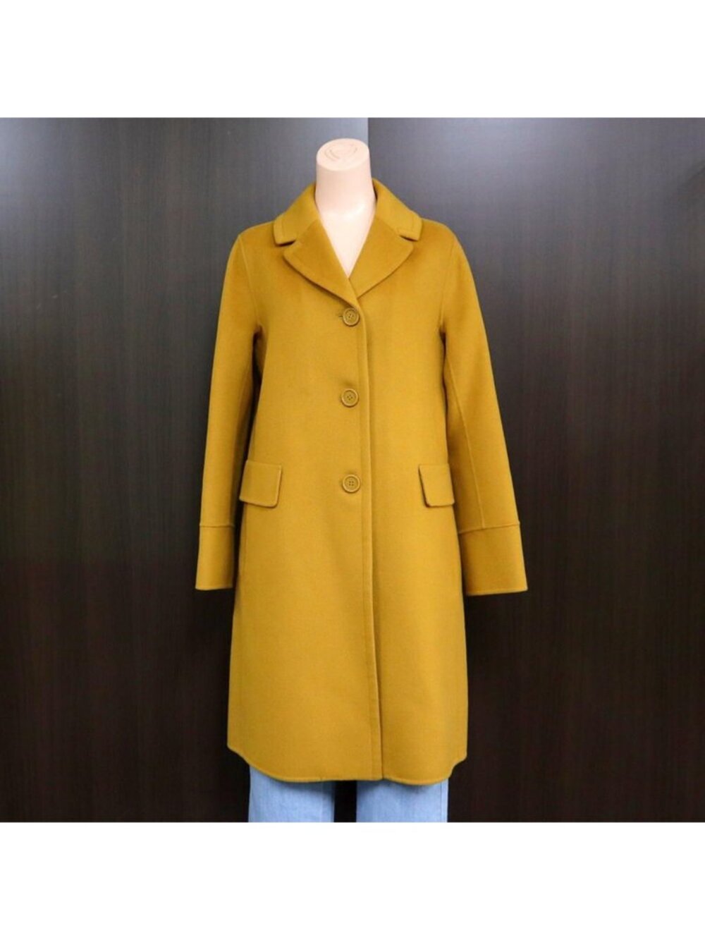 Max Mara Sale Long Coat Yellow Earth Color 42 Wool Jacket Winter Wear